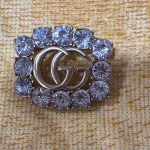 Gucci Gold and Silver Crystal Brooch